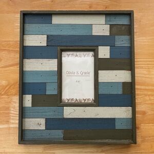 Olivia & Gracie 4”x6” Blue & Green Wood Photo Frame